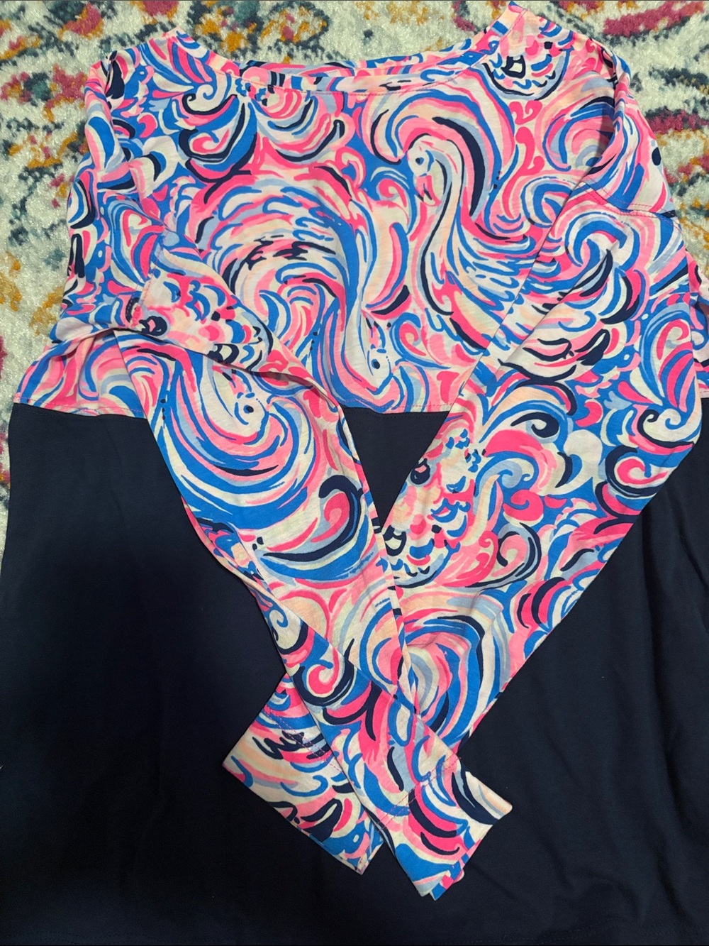 Lilly Pulitzer Pink Blue Swirl Long Sleeve Top
